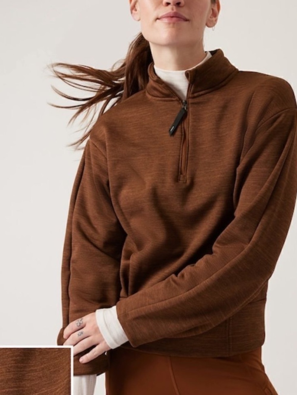 Athleta Altitude Polartec Half Zip Sweatshirt Size Medium Mahogany Brown